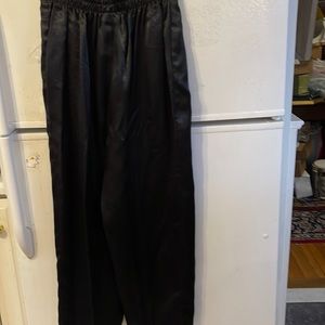 Samantha Lee Black Poly Satin Like Wide Leg Pants Size Med